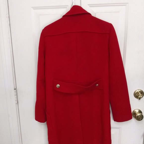 Gucci Red Dress Coat Women Gold Button Down 100% Wool Size 44 Excellent Shape - Picture 5 of 16